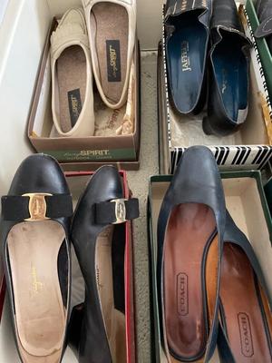 10 prs shoes (size 6.5 & 7) Coach, Ferragamo, Amalfi, Jaffee’s, Merrill