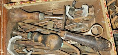 Antique Violin Maker Box with Supplies and Tools Carpentry