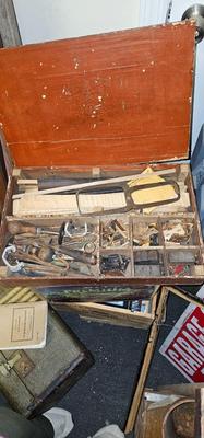 Antique Violin Maker Box with Supplies and Tools Carpentry