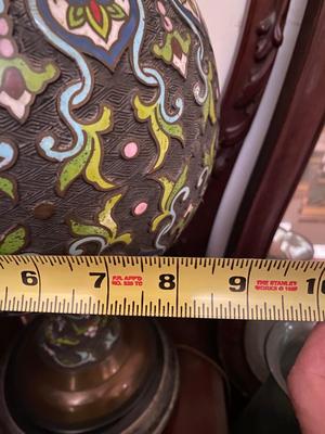Two VIntage Marbro Moorish cloisonne brass lamps