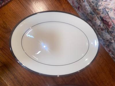 DAZZLING SILVER RIMMED LENOX SERVING PLATTERS
