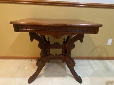 ANTIQUE CARVED WALNUT SIDE TABLE