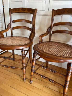 Antique French Country cane-seat chairs (set of 4)
