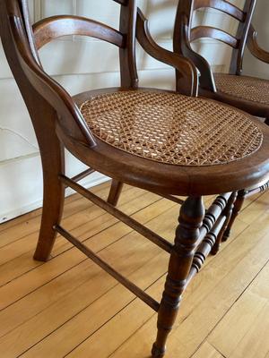 Antique French Country cane-seat chairs (set of 4)