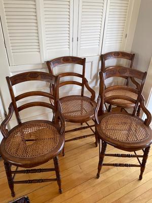 Antique French Country cane-seat chairs (set of 4)