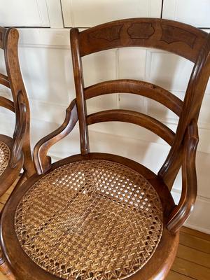 Antique French Country cane-seat chairs (set of 4)