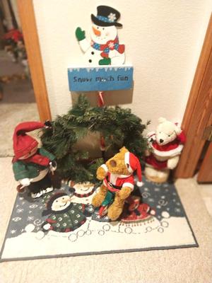 LIGHTUP SNOWMAN SIGN-WREATH-BEAR ON TRIKE AND MORE
