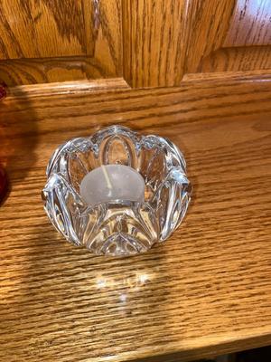 FENTON BASKET AND CRYSTAL VOTIVE CANDLE HOLDERS