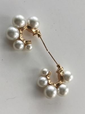 Gold tone faux pearl fashion earrings