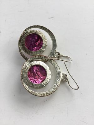 Rusty unmarked pink round fashion earrings