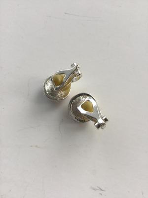 Small vintage baseball clip on earrings