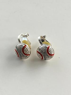 Small vintage baseball clip on earrings