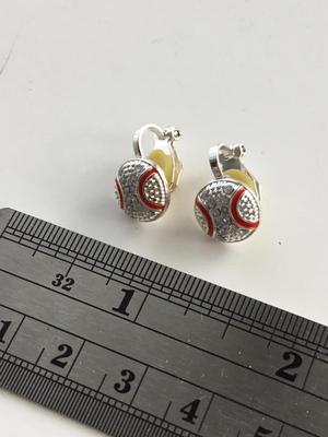 Small vintage baseball clip on earrings