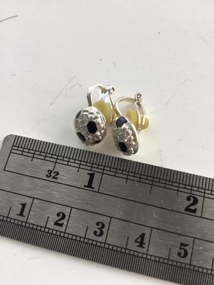 Beautiful round soccer ball clip on earrings