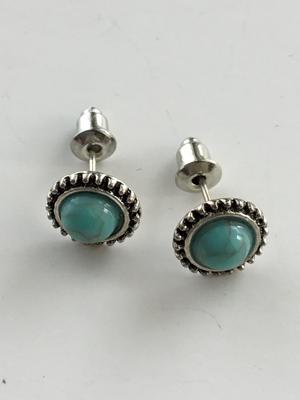 Unmarked light blue stud earrings