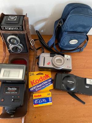 Vintage Argoflex, Canon & Olympus cameras