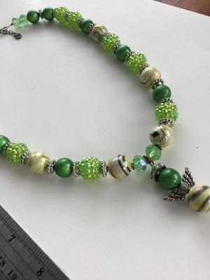 Unmarked green beaded unique necklace
