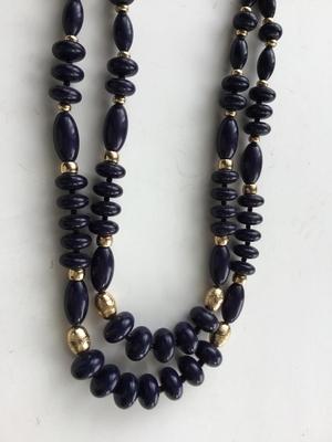 Goldtone navy blue statement necklace