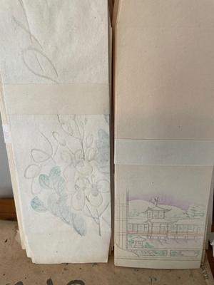 Handpainted Asian stationery & postcards