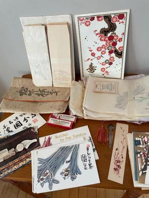Handpainted Asian stationery & postcards