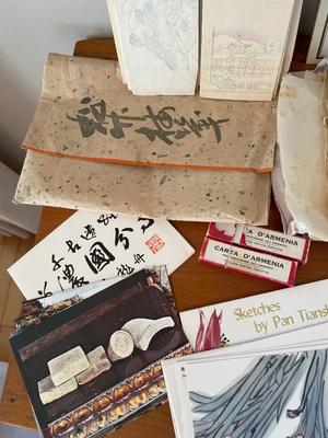Handpainted Asian stationery & postcards