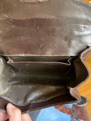 Adorable dark brown leather purse, wallet & pic