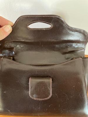 Adorable dark brown leather purse, wallet & pic