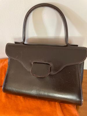 Adorable dark brown leather purse, wallet & pic