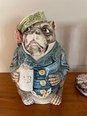 Nambe candle holder, candlesticks from Portugal and dog cookie jar
