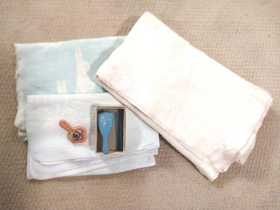 CHILDS VINTAGE OUTFITS- BLANKETS-BRUSH/COMB SET