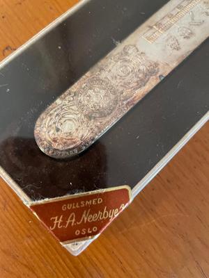 Old Norway David Anderson opener paper knife with Norwegian calendar motif