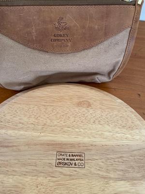 Wood shoe decor, Crate & Barrel plate, basket