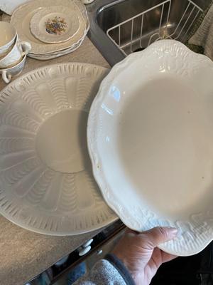 Ivory dishes & vase