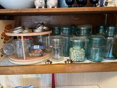 Vintage blue Ball jars