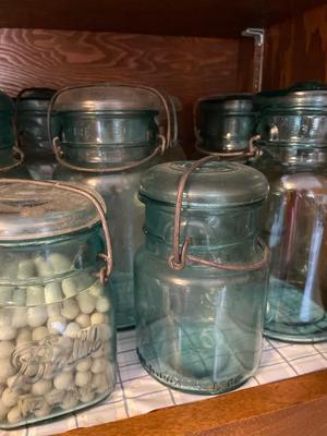 Vintage blue Ball jars