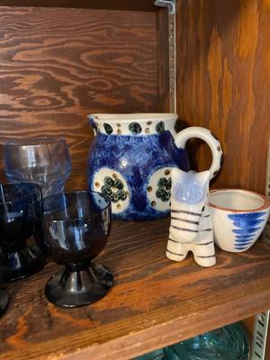 Teapot bowls, glasses, and pottery