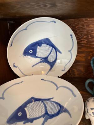 Teapot bowls, glasses, and pottery