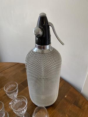 Vintage soda seltzer, and barware