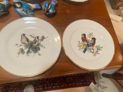 JWK FINE PORCELAIN PLATES FROM W. GERMANY AND 3 GOEBEL BLUE BIRDS