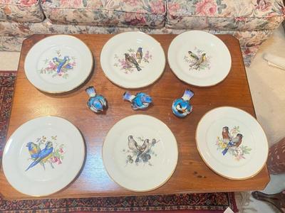 JWK FINE PORCELAIN PLATES FROM W. GERMANY AND 3 GOEBEL BLUE BIRDS