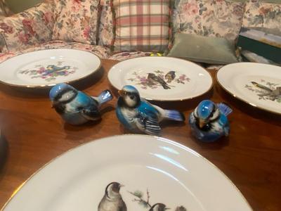 JWK FINE PORCELAIN PLATES FROM W. GERMANY AND 3 GOEBEL BLUE BIRDS