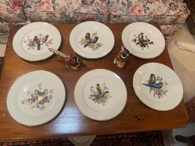 JWK WESTERN GERMANY PLATES & FITZ & FLOYD PHEASANT SALT & PEPPER SHAKERS
