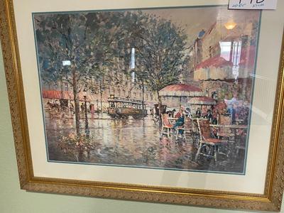 LOU GORDON “THE WINDOW GARDEN” EDITION 192/1000 FRAMED ARTWORK AND BRASS CANDLE WALL SCONCES