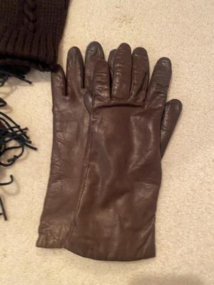 LEATHER WINTER ARIS, ISOTONERS, & OTHER GLOVES WITH A WOOL SCARF