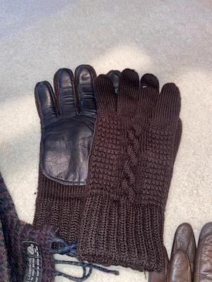 LEATHER WINTER ARIS, ISOTONERS, & OTHER GLOVES WITH A WOOL SCARF