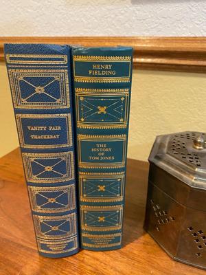 BOOKS, PICTURE FRAMES AND BRASS HOME DECOR