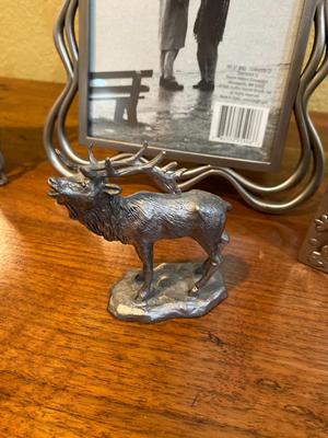 PEWTER FRAMES AND DECORATIVE ELK