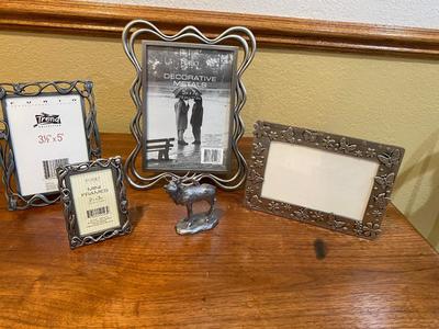 PEWTER FRAMES AND DECORATIVE ELK
