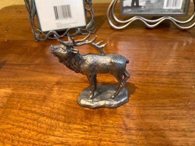 PEWTER FRAMES AND DECORATIVE ELK