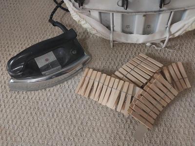ANTIQUE IRONBOARDS AND WOODEN CLOTHESPINS